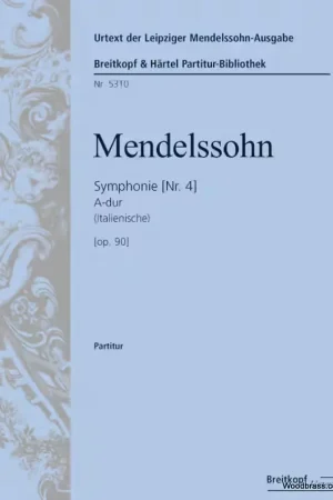 Edition Breitkopf Mendelssohn F. - Sinfonie NR.4 A-dur Op.90 MWV N 16 "italienische" - Score - Dernier arrivage