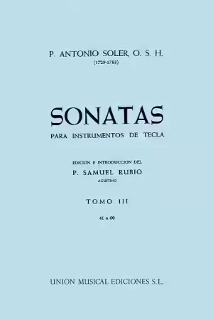 UME (Union Musical Ediciones) ANTONIO SOLER - SONATA VOLUME THREE - 3 - HARPSICHORD - Commandez en ligne