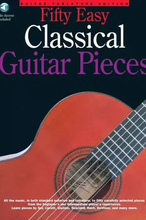 Amsco Fifty Easy Classical Guitar Pieces + Audio En Ligne - Guitar Tab - Expédition immédiate