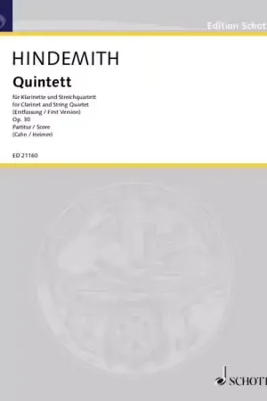 Schott Hindemith - Quintet Op. 30 - Clarinette et String Quartet | Plus que quelques jours