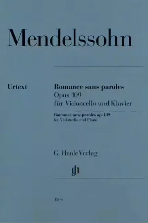Henle Verlag Mendelssohn Bholdy - Romance Sans Paroles Op. 109 - Violoncelle Piano - Qualité premium
