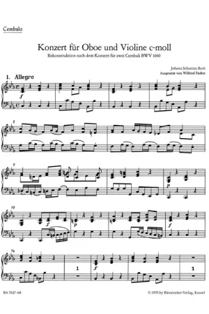 Plus que quelques unités - Barenreiter Bach J.S. - Concerto En Do Mineur Pour Hautbois BWV 1060 - Continuo