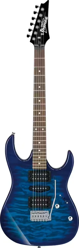 Expédition rapide - Ibanez GRX70QA-TBB Transparent Blue Burst GRX Gio