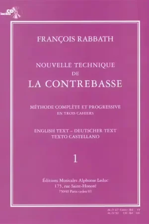 Dernier arrivage | Leduc Rabbath Francois - Nouvelle Technique De La Contrebasse Vol.1 + CD