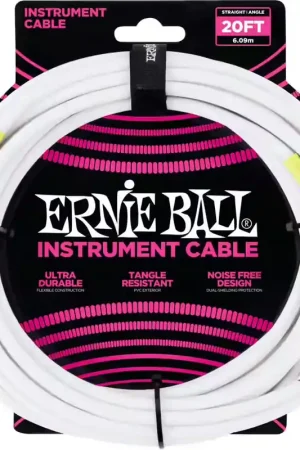 Ernie Ball Cables Instrument Classic Jack/jack Coudé 6M Blanc | Cette semaine uniquement