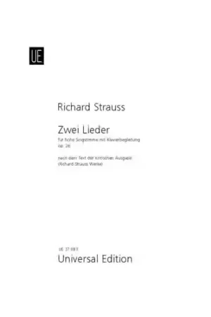 Universal Edition Strauss - 2 Lieder Op. 26 TRV 166 - High Voice et Piano | Super offre