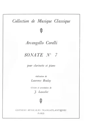 Transatlantiques Corelli Arcangello - Sonate N°7 - Clarinette & Piano - Offre flash