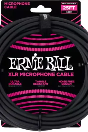 Offre | Ernie Ball Cables Microphone Classic XLR Mâle/XLR Fem 7,62M Noir