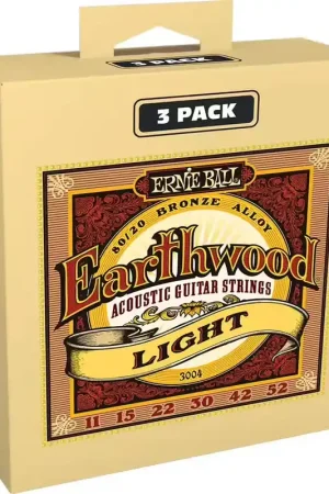 Ernie Ball 3004 Earthwood 80/20 Bronze Light 11-52 Pack de 3 - Dernières unités