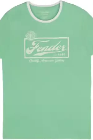 Nouvel arrivage | Fender "XL" Beer Label Men's Ringer Tee Sea Foam Green/White