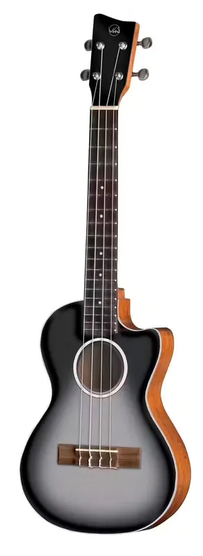 Excellente qualité | VGS Ukulele Ténor Électro-Acoustique Manoa Roadie E-A Tenor Silver Shadow
