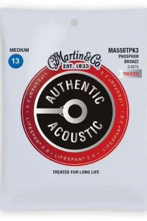 Très bien noté - Martin Strings MA550TPK3 Authentic PB LT Medium 13-56 Pack de 3
