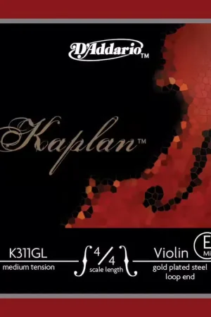 Prix exceptionnel - D'addario And Co CORDE SEULE (MI) PLAQUEE OR POUR VIOLON KAPLAN EXTREMITE A BOUCLE MANCHE 4/4 TENSION MEDIUM