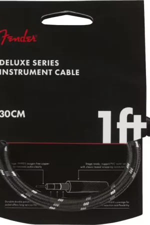 Fender 30cm Deluxe Instrument Cable Angle/angle Black Tweed - Réduction spéciale