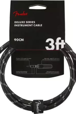 Fender 90cm Deluxe Instrument Cable Angle/angle Black Tweed | Nouveau