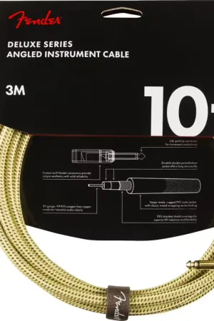 Fender 3m Deluxe Instrument Cable Straight/angle Tweed | Coup de cœur