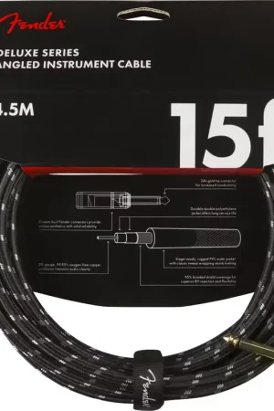 Fender 4,5m Deluxe Instrument Cable Straight/Angle Black Tweed | Préféré des clients