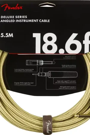Fender 5,5m Deluxe Instrument Cable Straight/angle Tweed - Excellente qualité