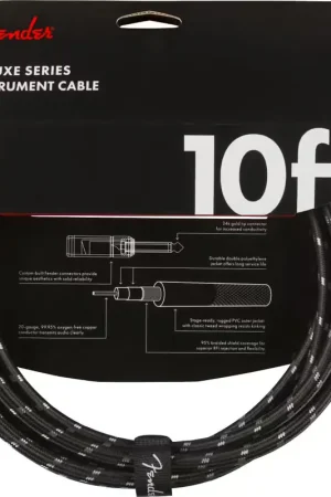 Bientôt épuisé | Fender 3m Deluxe Instrument Cable Black Tweed
