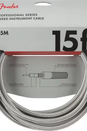 Prix en baisse - Fender 4,5m Professional Instrument Cable White Tweed