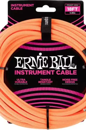 Soldes | Ernie Ball Cables Instrument Gaine Tisse Jack/jack Coudé 5,5M Orange
