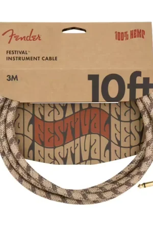 Soldes | Fender 3m Angled Festival Instrument Cable Pure Hemp Brown Stripe