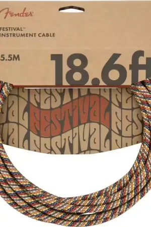 Super offre - Fender 5,5m Festival Instrument Cable Pure Hemp Rainbow