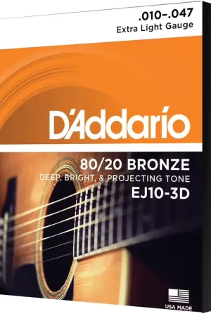 D'addario And Co EJ10-3D Bronze Extra Light 10-47 (3 Jeux) | Ne manquez pas cette offre