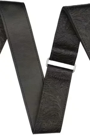 Qualité premium - Fender Tooled Leather Guitar Strap 2 Black
