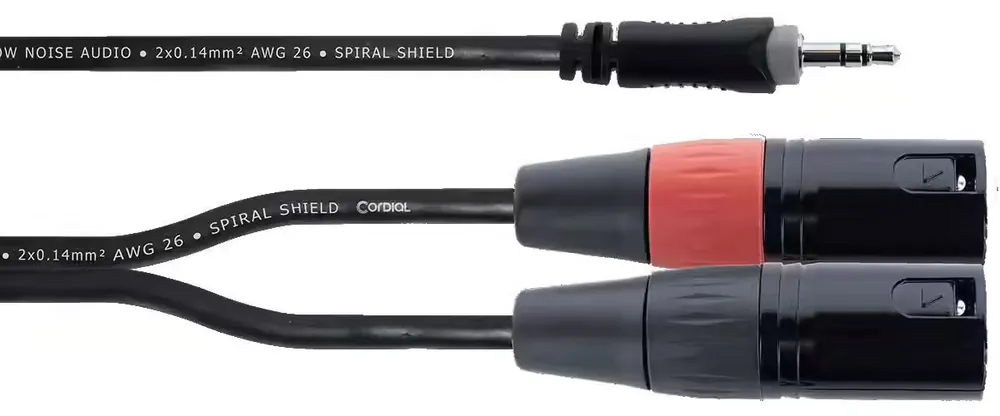 Tout nouveau - Cordial Câble Y Bretelle Mini-jack Stéréo / 2 XLR Mâle 1 M