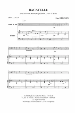 Plus que quelques articles - Fertile Plaine Mereaux Max - Bagatelle - Tuba & Piano