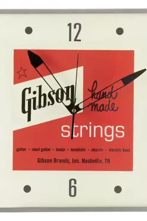 Gibson Accessories Horloge Gibson Vintage Lighted Wall Clock - Handmade Strings Sign - Prix imbattable