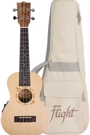Achetez dès maintenant - Flight DUC525CEQ Concert Electro Ukulele -Solid Top Zebra