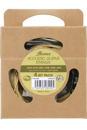 Ibanez PIACS6c Pack de 4 80/20 Bronze Wound Light 12-53 - Coup de cœur