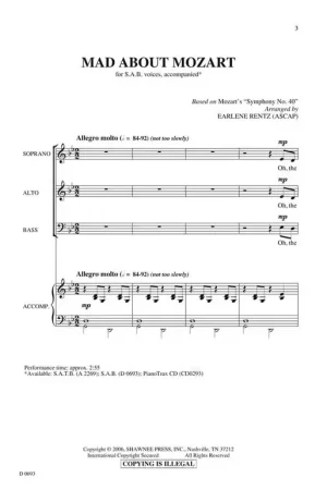 Nouveau chez nous | Shawnee Press Rentz Earlene - Mad About Mozart - Sab