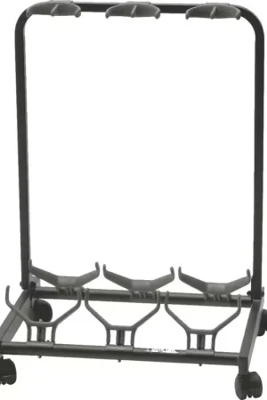 Bientôt épuisé | Quiklok GS430 Stand pour 3 Guitares avec Roulettes Noir