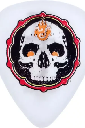 Très demandé - Jim Dunlop 36 x 0,60mm Blackline II Alan Forbes Flame Skull White