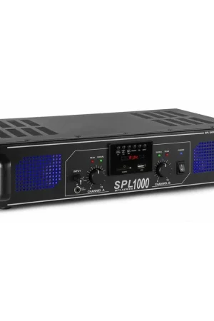 Retour facile - SkyTec SPL1000MP3 - Amplificateur Professionnel, 2X 500 Watts, USD/MP3/USB - Noir