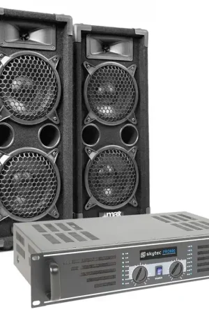 Nouveau au catalogue | MAX Dark Night - 2 Enceintes Disco 2x 6 Pouces avec Amplificateur et Câble, Puissance 1200W