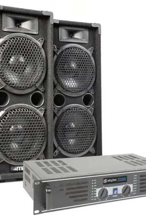 MAX Dark Night28 - 2 Enceintes Disco 2x8 Pouces, Amplificateur et Câble, Puissance de 1600W - Remise supplémentaire