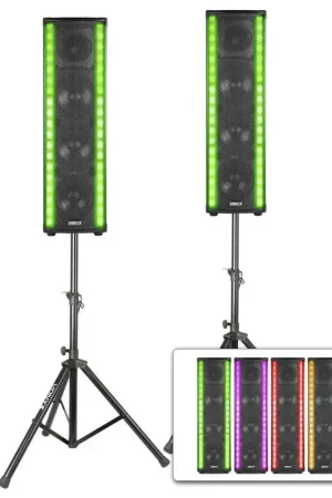 Vonyx LM65 LightMotion Kit Sono DJ Enceinte Bluetooth avec Effet Lumineux LED | Prix exceptionnel