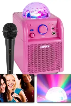 Vonyx SBS50P Enceinte Karaoké avec Microphone - Rose | Haute qualité