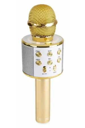 Max KM01 - Micro Karaoké Bluetooth avec Haut-Parleur Intégré, USB/SD - Doré | Très populaire