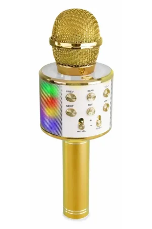 Profitez-en - MAX KM15G - Micro Karaoké sans Fil Bluetooth Éclairage LED - Doré
