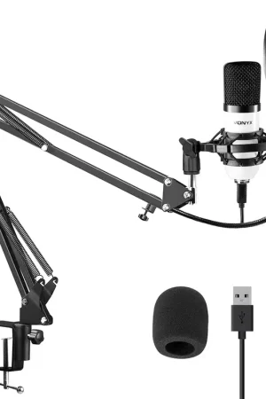 Nouveau produit | Vonyx CMS300W - Microphone Streaming avec Bras Articulé - Blanc