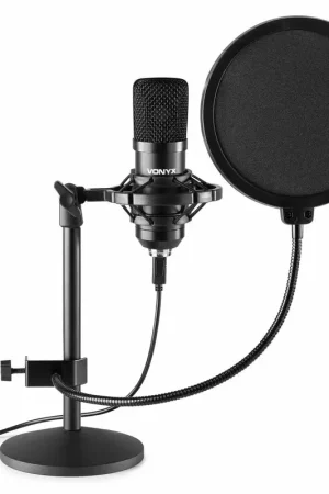 Vonyx CMTS300 - Microphone Streaming avec Socle - Noir - Quantité limitée