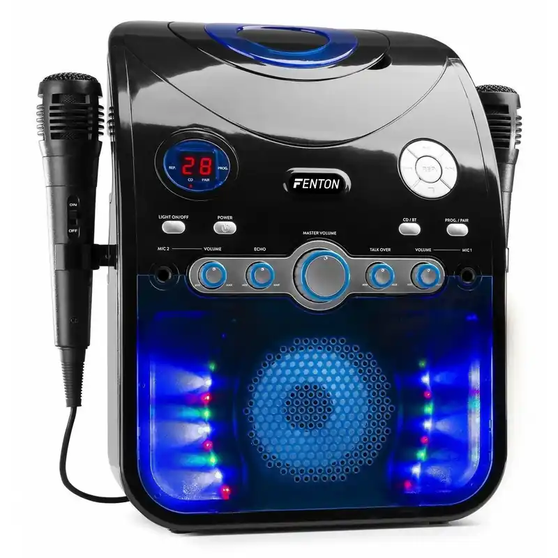 Aujourd'hui seulement - Fenton SBS20B - Ensemble Karaoké Lumineux avec Micros et Support - Noir
