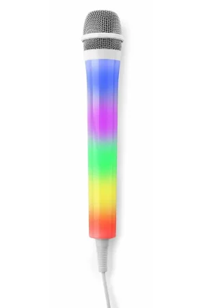 Fenton KMD55W Microphone Karaoké Blanc avec Éclairage LED - Prix avantageux