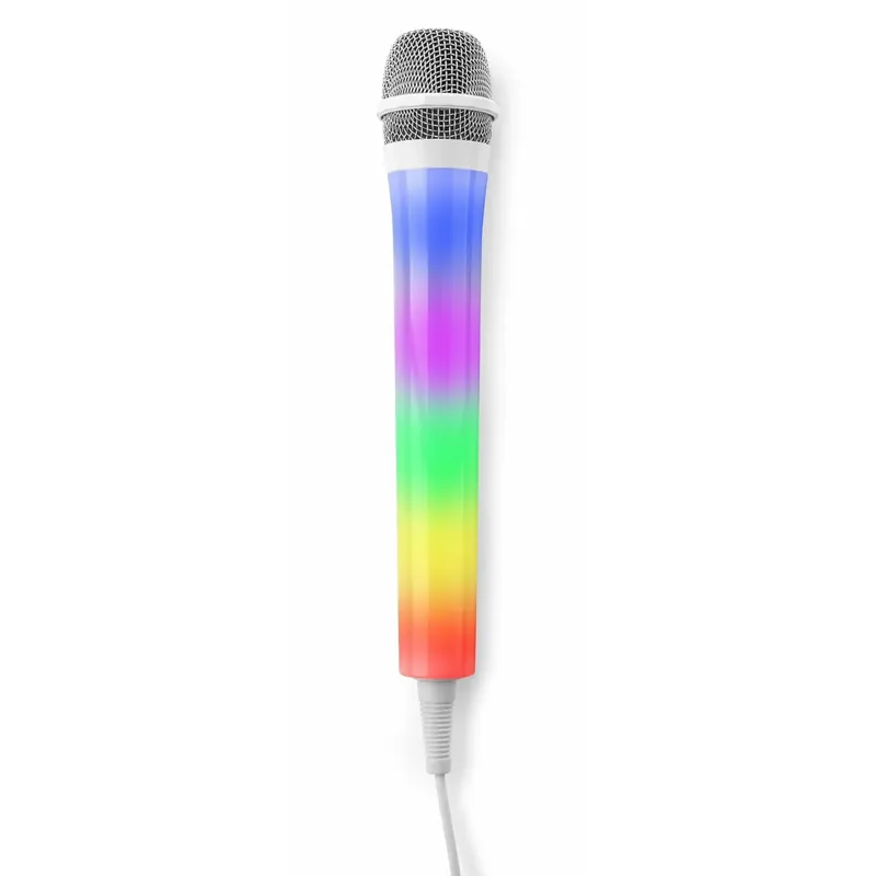 Fenton KMD55W Microphone Karaoké Blanc avec Éclairage LED - Prix avantageux