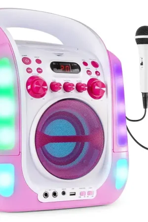Bientôt épuisé | Fenton SBS30P - Enceinte Karaoké Bluetooth Portable avec 2 Microphones - Rose